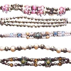 Gold Tone Beads 5 Pcs Fashion Elastic Bracelet